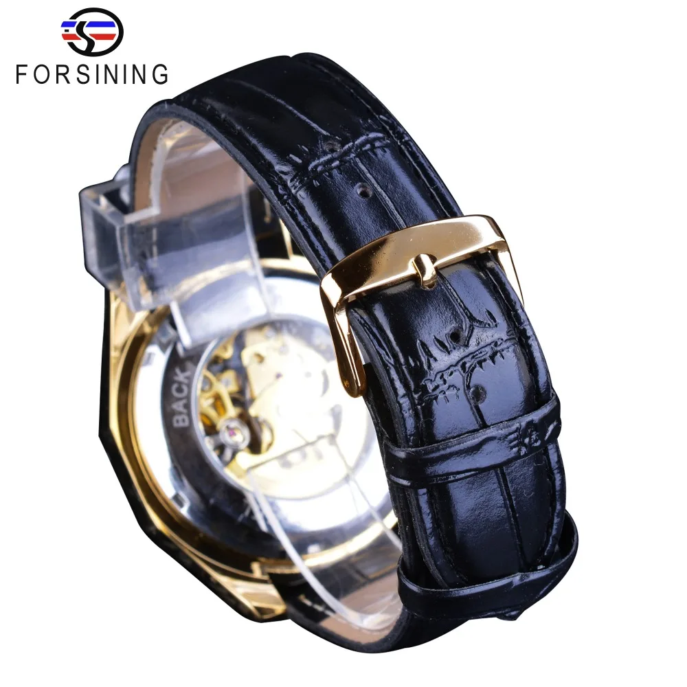 Forsining Big Dial Steampunk Design Luxury Golden Gear Movement Men Creative Openwork Watches Automatic Mechanical Wrist Watches