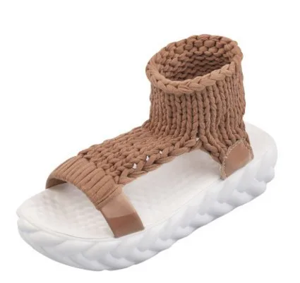 

Ladies Sexy Candy Flat Platform Sandal Shoes 34-40 Women Hand Made Wool Peep Toe Summer Ankle Strap Flat Casual Sandals Shoes