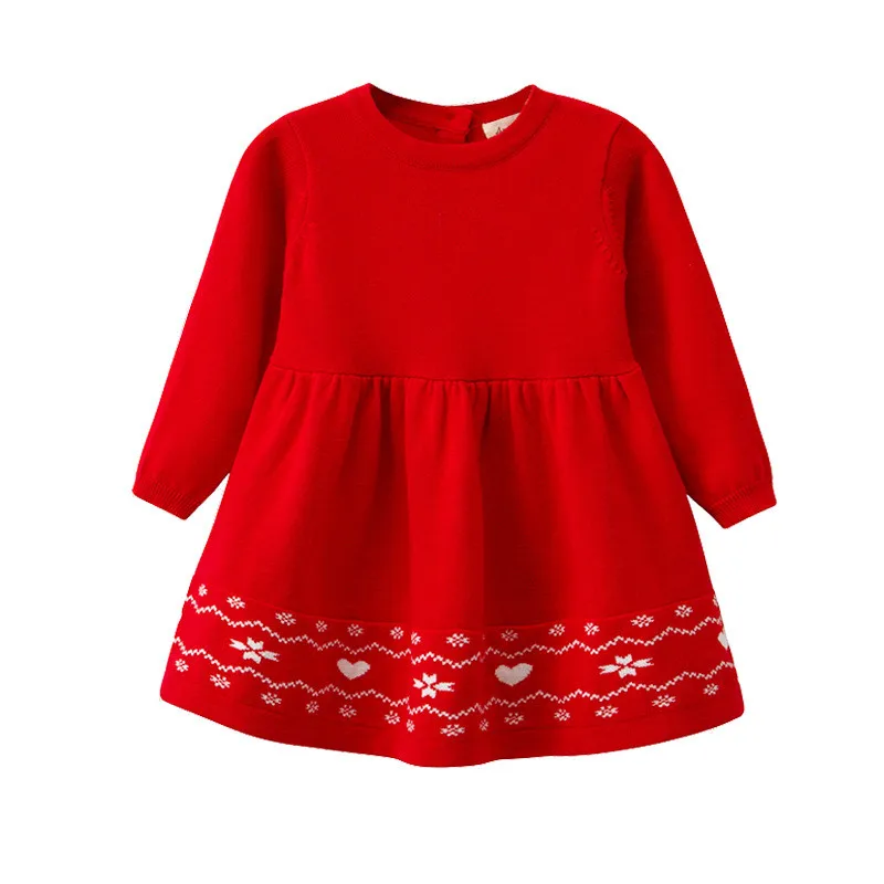 

Infant Baby Girls Winter Long-Sleeved Knit Sweater Dress Toddler Girls Christmas Dresses Baby Girl Knitted Dress