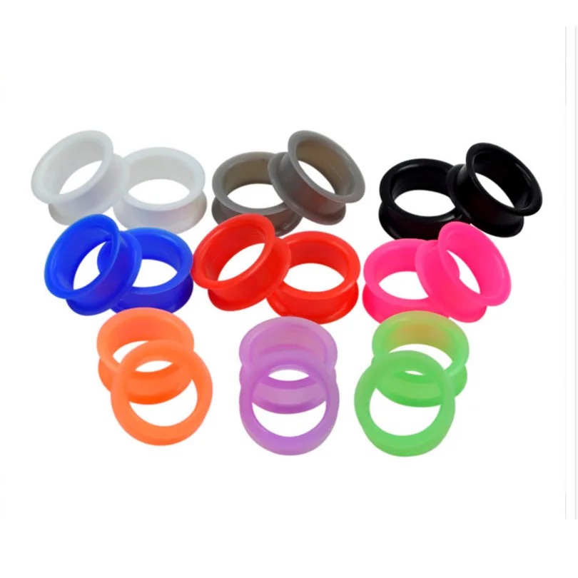 Wholesale 144pcs Mix Size Colors Ear Plugs Tunnel Silicone Flexible