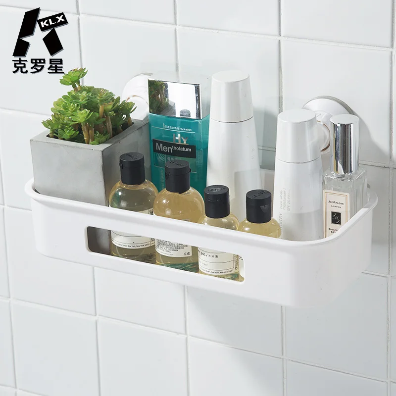 

KLX High quality bathroom Vacuum Strong Suction cup shelf Kitchen Punch free No trace Spice rack Household Storage Organizer