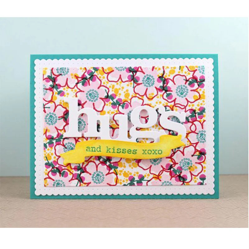 

Word Hugs Metal Cutting Dies Stencils For DIY Scrapbooking Decorative Embossing Suit Paper Cards Die Cutting Template New 2018