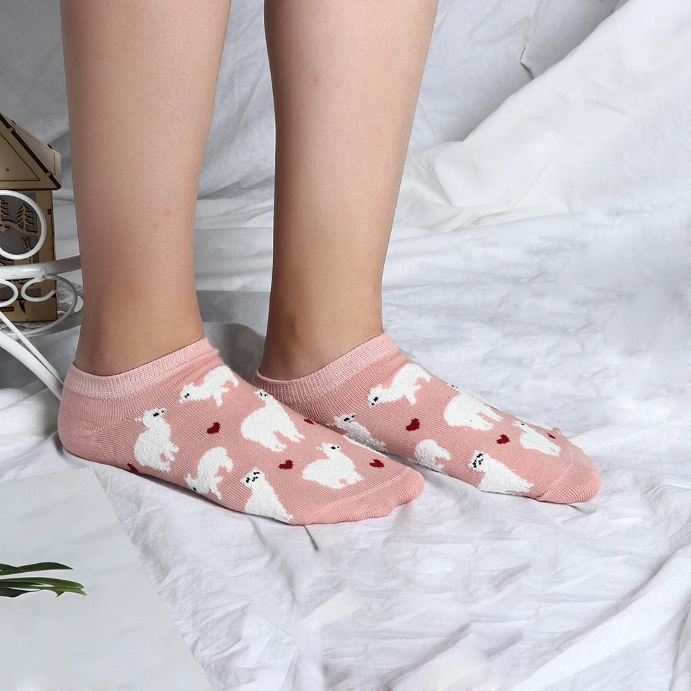 Novelty Women Alpaca Tube Socks Japanese Cute Women's Animal Cartoon boatsocks Spring Summer Cotton Socks
