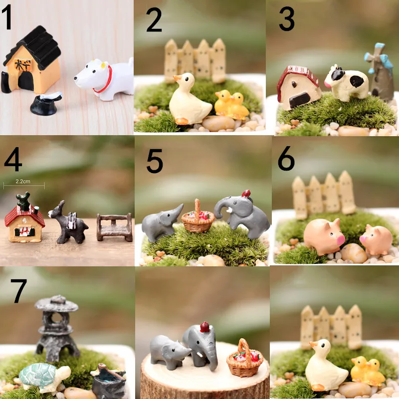 

3PCS /Set Artificial Miniature Cute Animal Bench Donkey Set Model Toys Micro Landscape Ornaments Home Garden Decoration