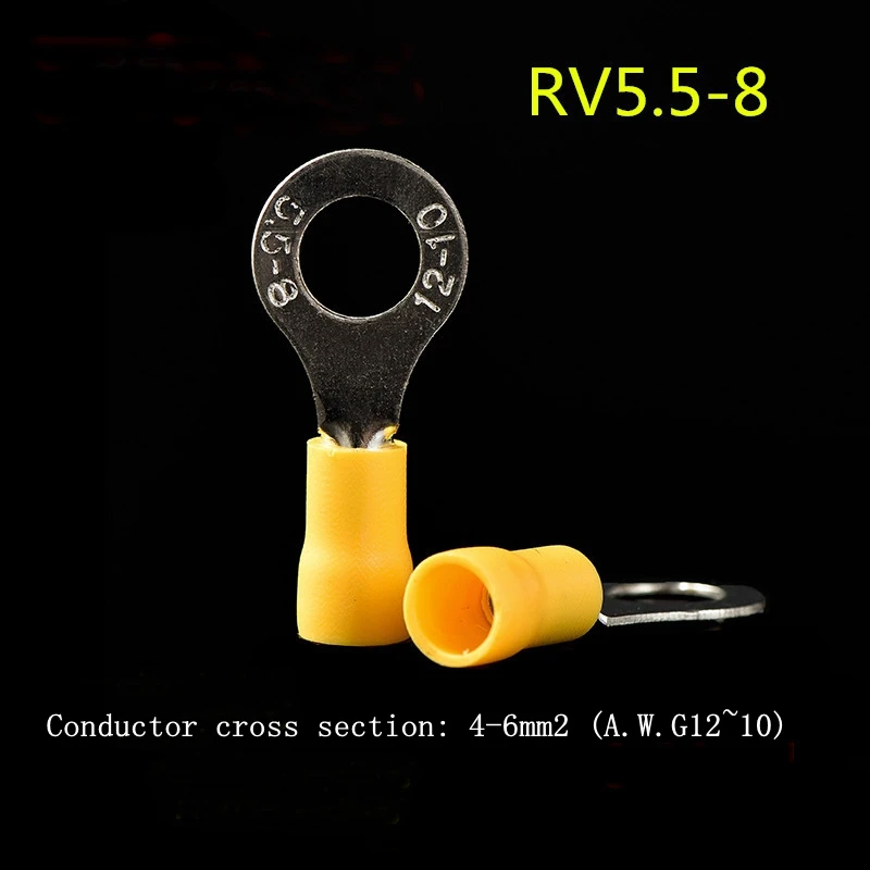 

RV5.5-8 pre-insulated terminal cold-pressed terminal block O-shaped round copper nose yellow