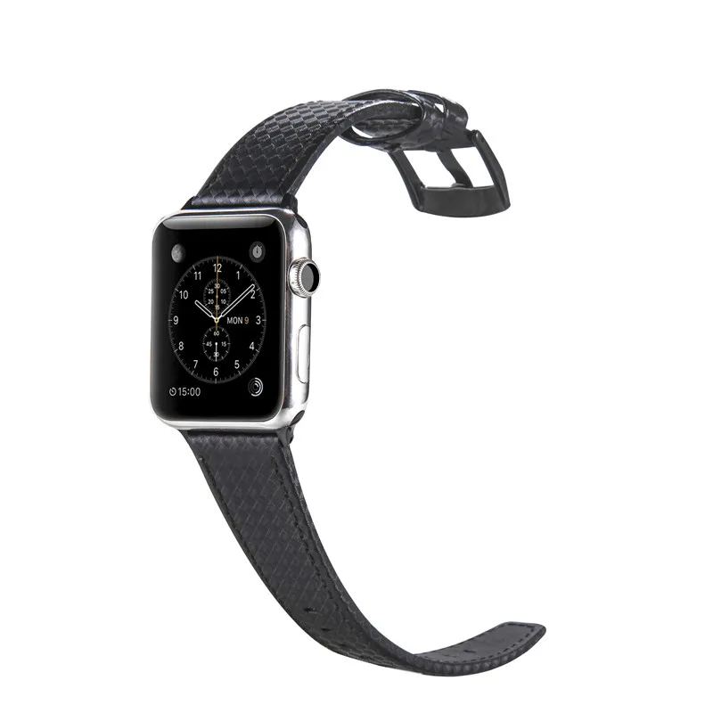 Ремешок из натуральной кожи и углеродного волокна для Apple Watch серии 5 4 3 2, сменный Браслет для iWatch 38 мм 42 мм 40 мм 44 мм