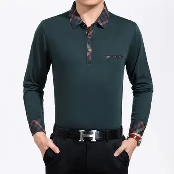 

2020 spring and autumn male long-sleeve t-shirt collar solid color casual t shirt men tshirt camisa masculina t-shirts mens