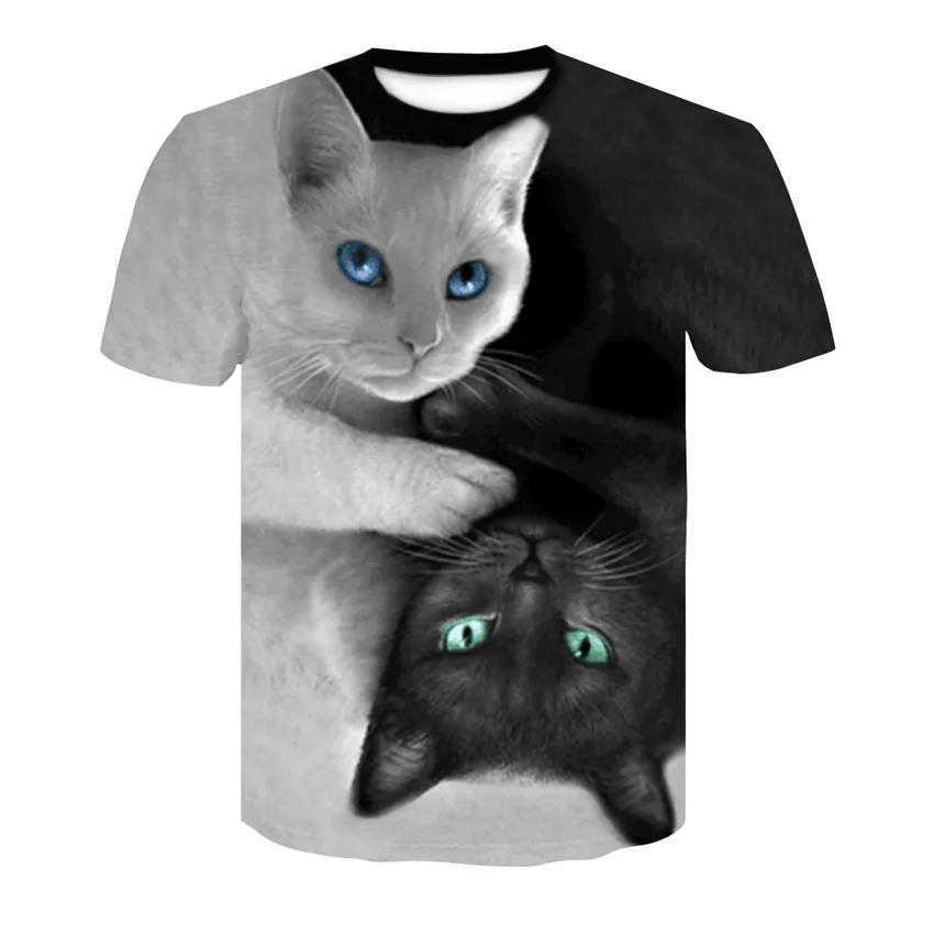 

Fashion men/women 3D printing two cat casual T-shirt 2018 Summer Sale fashion cool tops Round neck short sleeve men's t-shirt