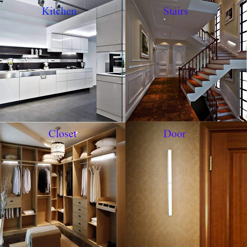 Led motion مصباح لجهاز الاستشعار مصباح كابينة بطارية تعمل armadio للمنزل المطبخ خزانة cocina 20 المصابيح البير دروبشيبينغ Joneaz