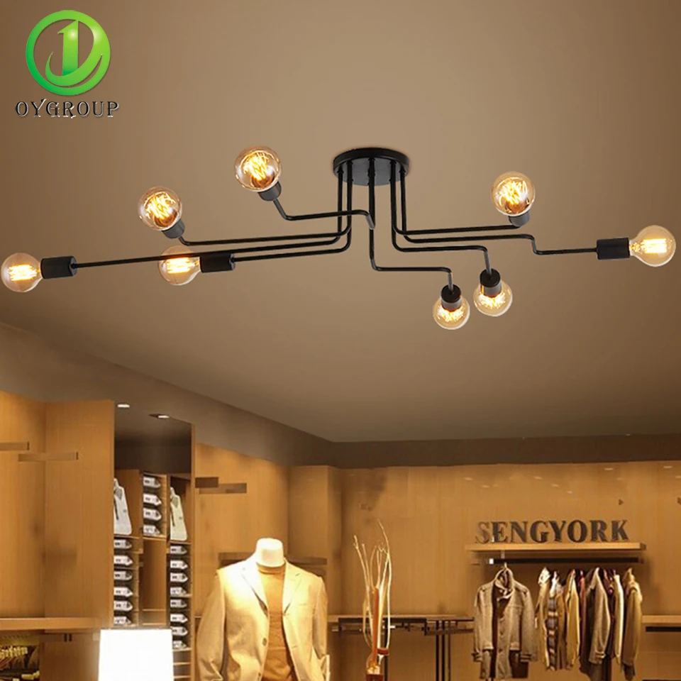  Creative Ceiling Lights 8 Heads Industrial Black Iron Ceiling Lamp Room Decor Lights Cafe Bar Resta - 32806919732