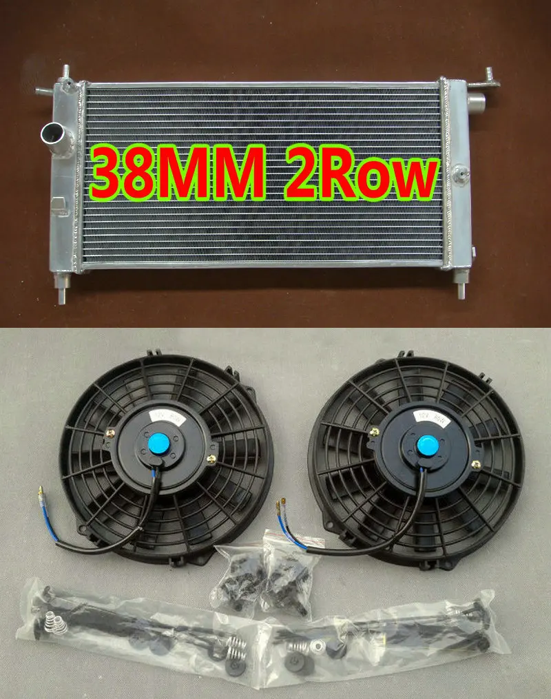 

2ROW Aluminum Radiator + Fans For Opel Vauxhall Corsa Uprated GSi Turbo C20XE C20LET 2.0L Manual 1993-2000 94 95 97 98 99 96 MT