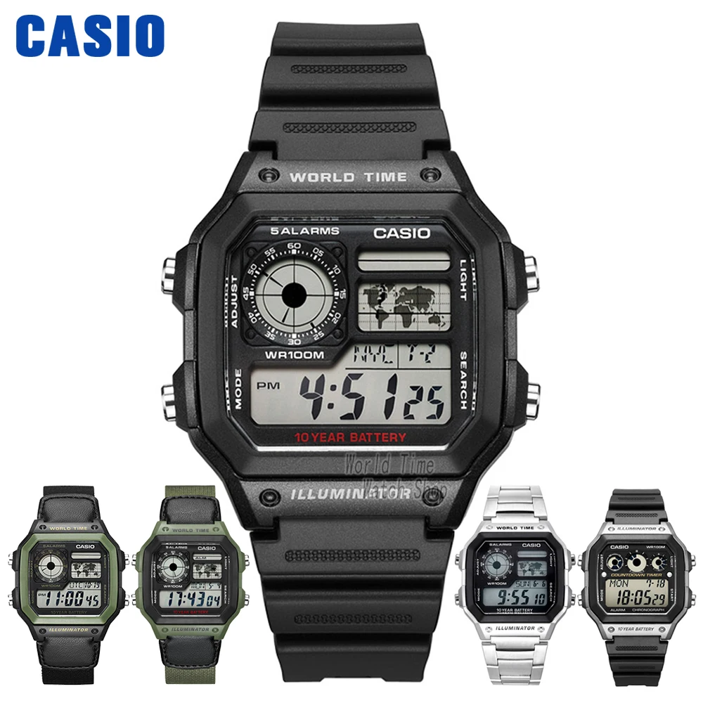 Часы Casio Взрыв часы мужские лучшие марки класса люкс LED военные цифровые часы спортивные Водонепроницаемые часы кварцевые мужские часы reloj hombre erkek kol saati montre homme zegarek meski AE-1200WH AE-1300