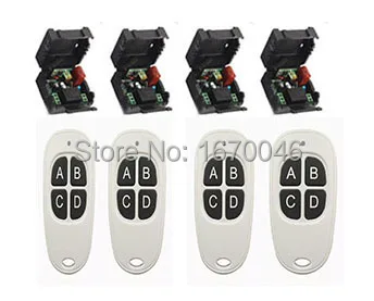 

AC220V 1CH 10A Learning Code Wireless Remote Control Switch System teleswitch 4 Receiver and 4Transmitter Applicance Garage Door