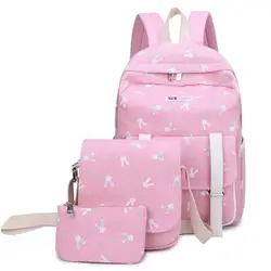 Холст печати школьные сумки для девочек Детский Школьный рюкзак 3 шт./компл. детей ранцы модная одежда для девочек рюкзаки туристические