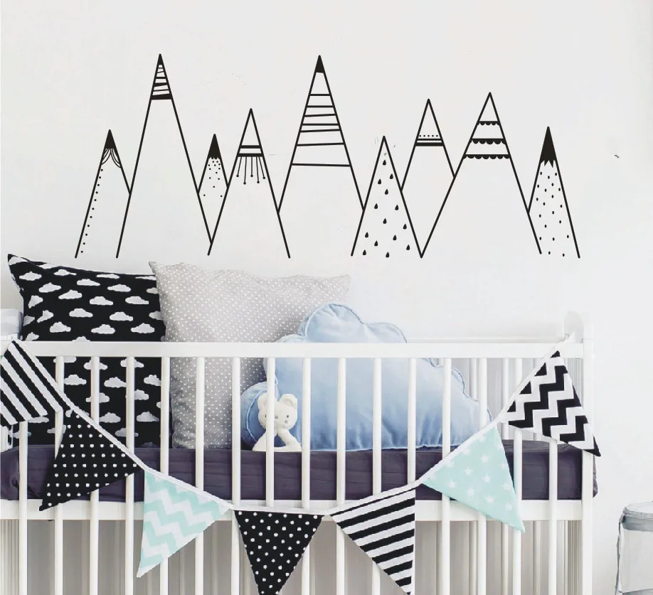 Nordic Style Montain Wall Decal Tribal Patterned Mountains Home Decor Stickers For Kids Bedroom Art Vinyl A0000 | Дом и сад