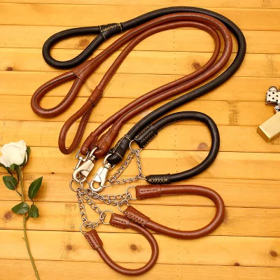 

Medium dog large dog PU leather traction rope set