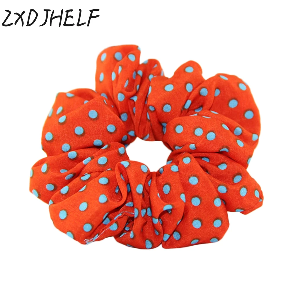

ZXDJHELF Sweet Polka Dot Hair Ring Female Hair Accessories Chiffon Scrunchies Elastic Hair Bands For Women Girl Rubber Band F050