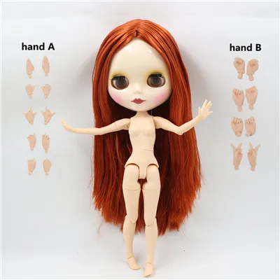 Ледяной обнаженный завод Blyth кукла серии No.230BL0374 коричневый красный прямые волосы белая кожа 1/6 суставное тело Neo - Цвет: Like the picture