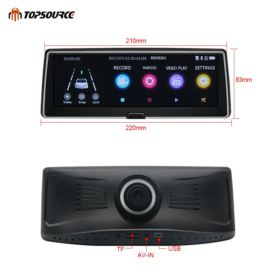 Автомобильный видеорегистратор TOPSOURCE с двумя объективами, камера, регистратор, ips экран, HD 1080 P, Автомобильный видеорегистратор, регистратор, видеокамера ночного видения