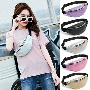 

2019 Womens Fashion Fanny Pack Waist Hip Belt Bag Purse Pouch Sequin Travel Bags Unisex Running Zip Belt Money Pouch Holiday Bag