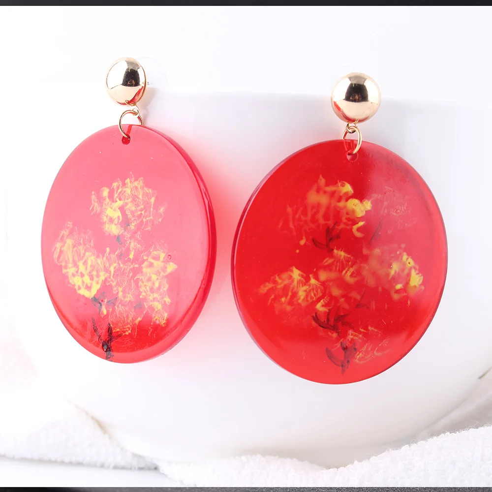 

Style Restoring Ancient Ways Round Drop Earrings Resin Earrings Acetate Plate Round Dangle Earrings Girl Accessories