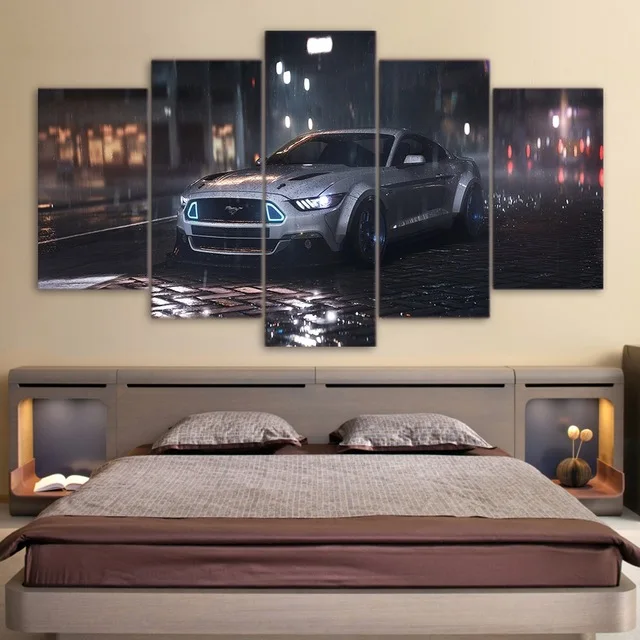 

5 Piece Canvas Art Ford Mustang Car HD Printed Wall Home Decor Modular Painting Picture Poster Prints