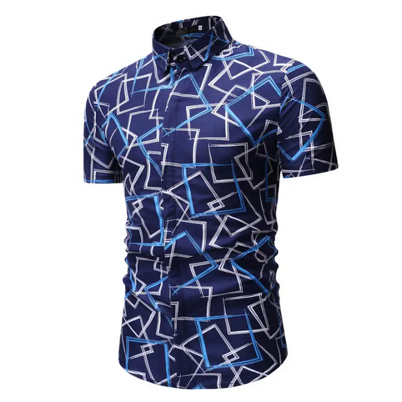 Для мужчин; короткий рукав гавайская рубашка Летний стиль Для мужчин Повседневное пляжные гавайская рубашка Slim Fit Мужская блузка летний топ