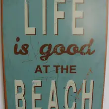 Винтажная печатная настенная вывеска "жизнь хорошо на пляже" жестяная вывеска Бар знак металлический Плакат Украшение стены, 30x20 см