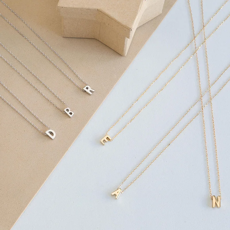 

New Simple Fashion A-Z Metal Letter Initial Charms Necklace Pendant For Jewelry Personalized Cut Necklaces Gold Silver Chain