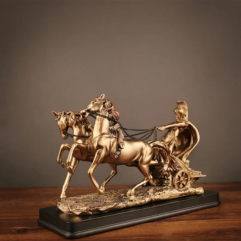 Абстрактные винтажные римские статуэтки колесницы сказочные садовые миниатюрные украшения для офиса украшение стола современное искусство украшение статуи