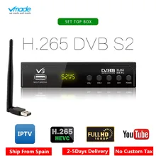Vmade V5 DVB-S2 HD Digital Terrestrial Satellite Receiver H.265 MPEG-2/4 Support AC3 Cccam Youtube Biss IPTV TV Box+usb wifi