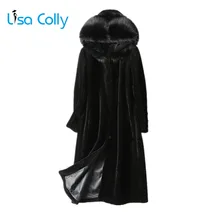 Lisa Colly, женское меховое пальто, зимняя длинная норковая шуба из искусственного меха с капюшоном, длинные рукава, теплые роскошные шубы из искусственного меха, пальто