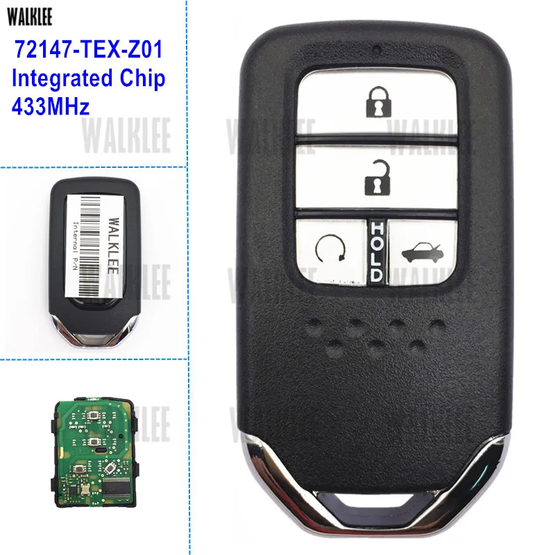 WALKLEE дистанционный ключ костюм для Honda Civic 72147-TEX-Z01/72147-TEX-Z012-M1 Автомобиль Smart Keyless Go 433 МГц