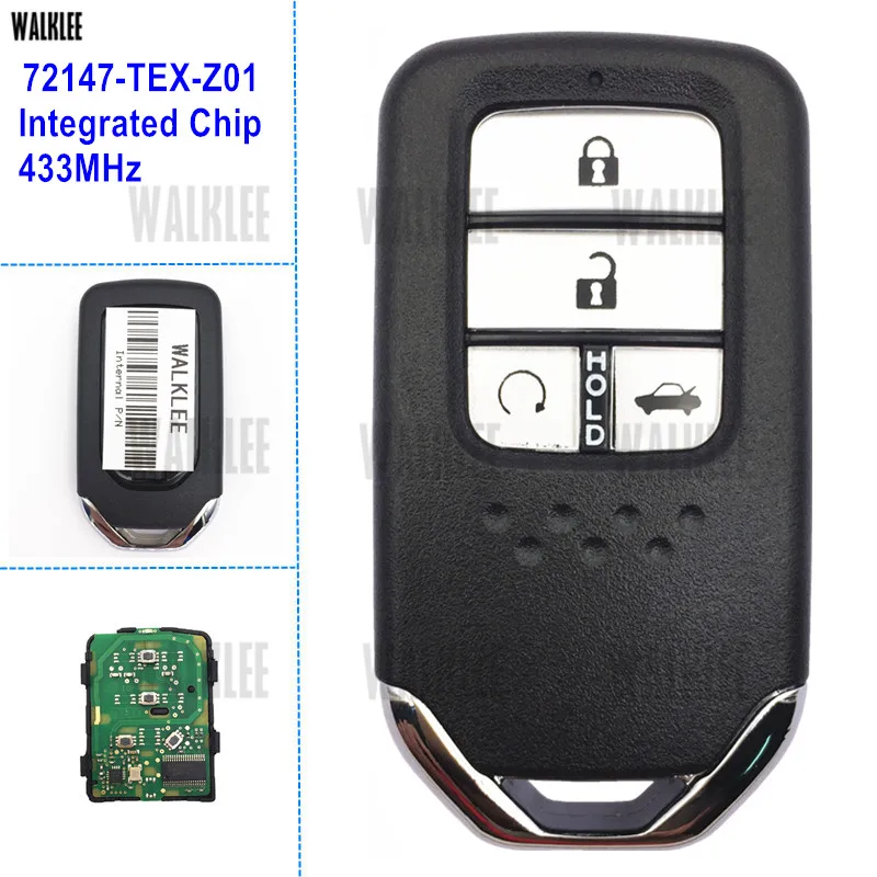 

WALKLEE Remote Key Suit for Honda Civic 72147-TEX-Z01 / 72147-TEX-Z012-M1 Car Smart Keyless Go 433MHz