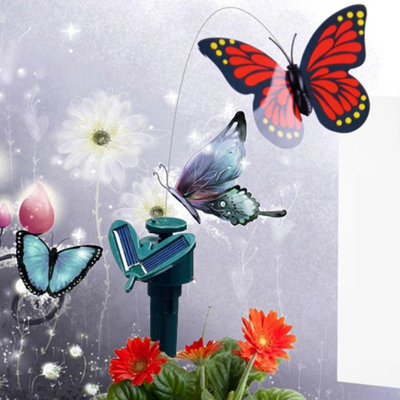 Солнечный питательный бабочка раскачивающийся газон бабочка Летающий Пластиковый ярд Декор солнечные флюгер украшения сада
