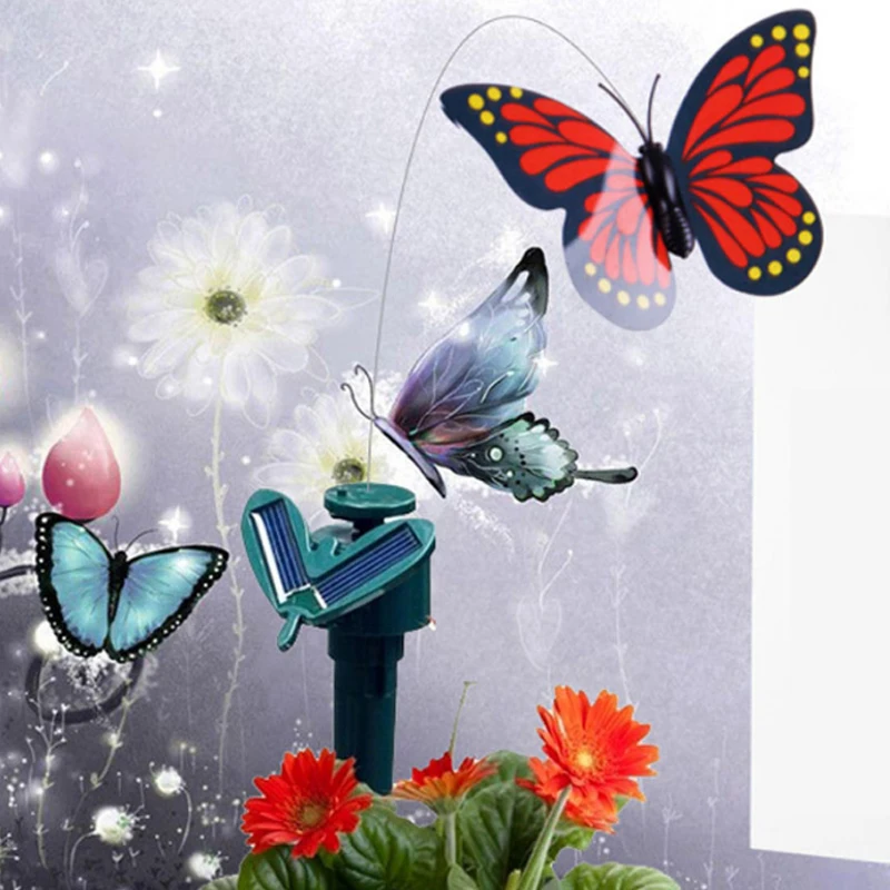 

Solar Powered Butterfly Fluttering Lawn Butterfly Flying Plastic Yard Decor Solar Powered Wind Spinners Garden Decoration