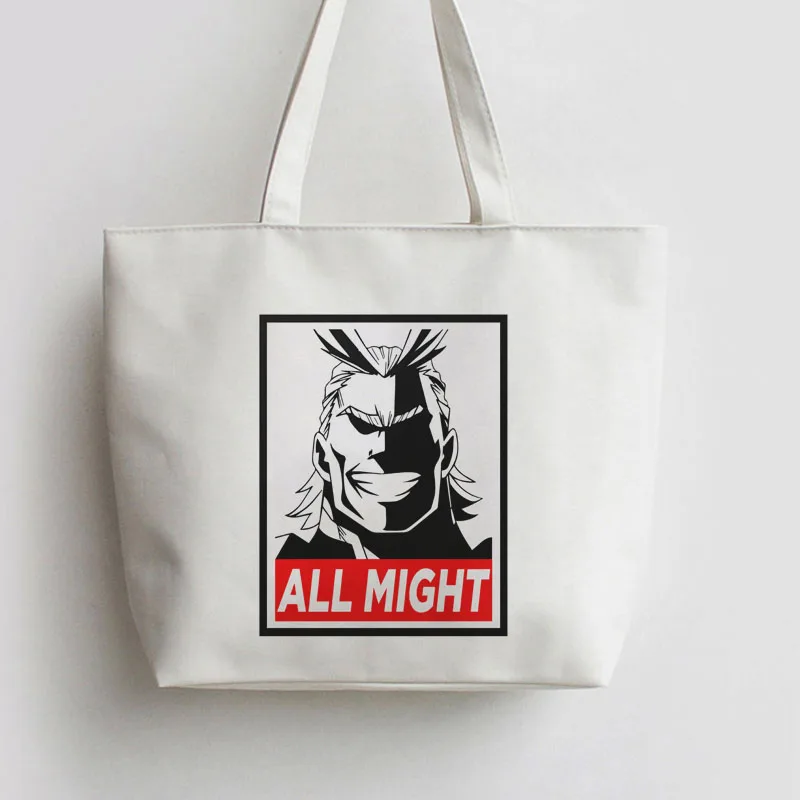 

My Hero Academia Smash Midoriya Izuku Deku All Might Anime Japanese Anime Canvas Tote bag Cartoon Shopping bags AN376