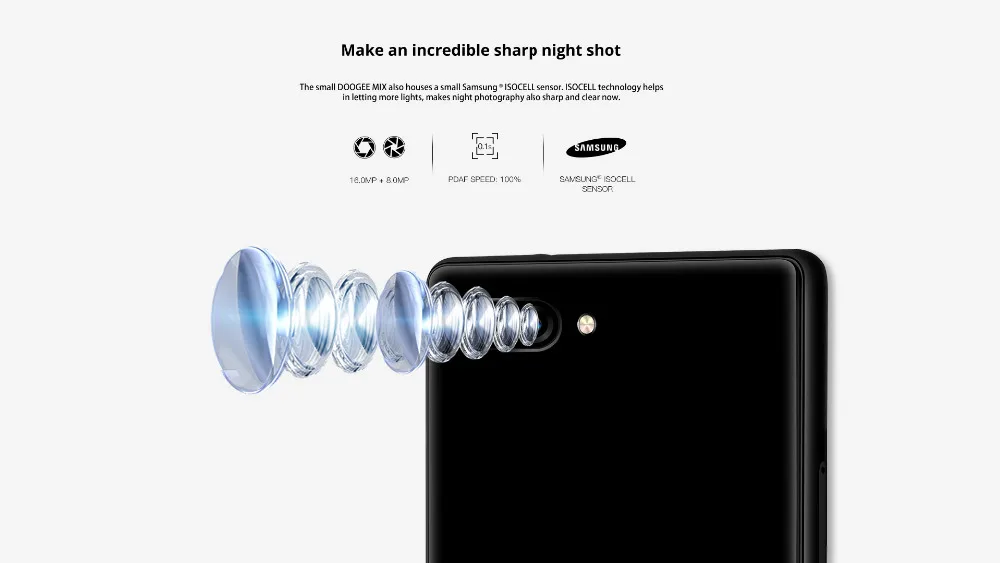 DOOGEE MIX смартфон с 5 дюймовым дисплеем восьмиядерным процессором ОЗУ 6 ГБ ПЗУ 64 16 Мп
