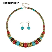 Модная цепочка-змейка, ювелирный набор, Тибетский сплав, ожерелье и серьги, Женское Ожерелье из натурального камня, чокер, воротник T123