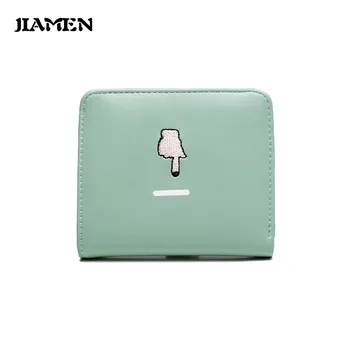 

JIAMEN Thin Style Women Wallets Zipper Coin Bag in Back Soft Leather Ladies Card Holder Slim Purse Female Wallet Small HOT