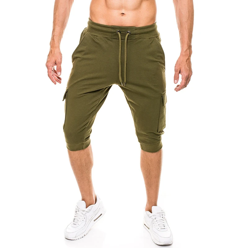 2018 Gyms Summer Casual Shorts Men Army Green Knee Length Man