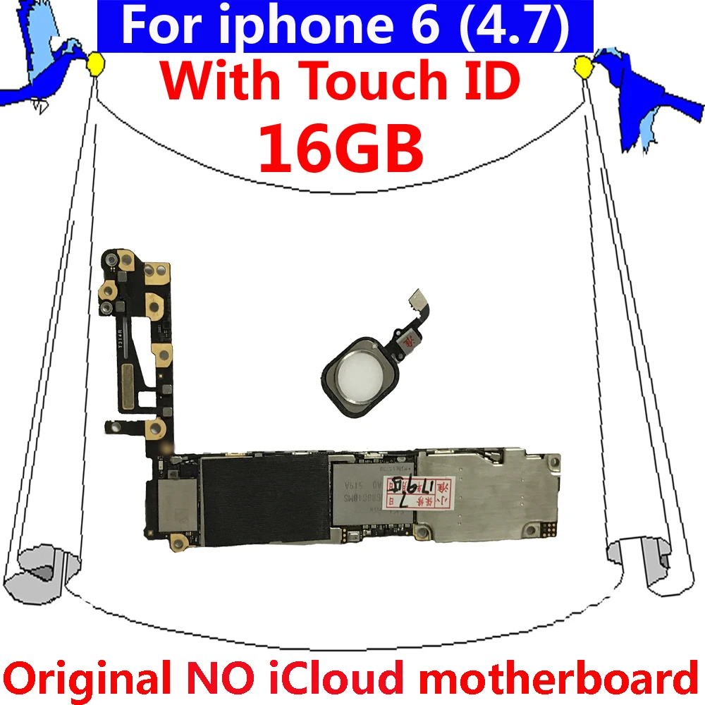 С/без touch ID для iphone 6 оригинальная материнская плата 16 ГБ полная функция по всему