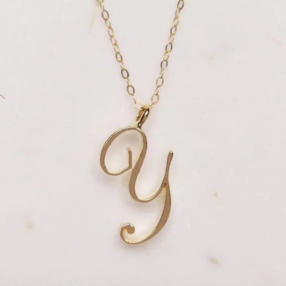 

Initial Y Letter Necklace Jewelry Minimalists Tiny Luxury Letters Alphabet Cursive Y Name Necklace for Engagement Gifts