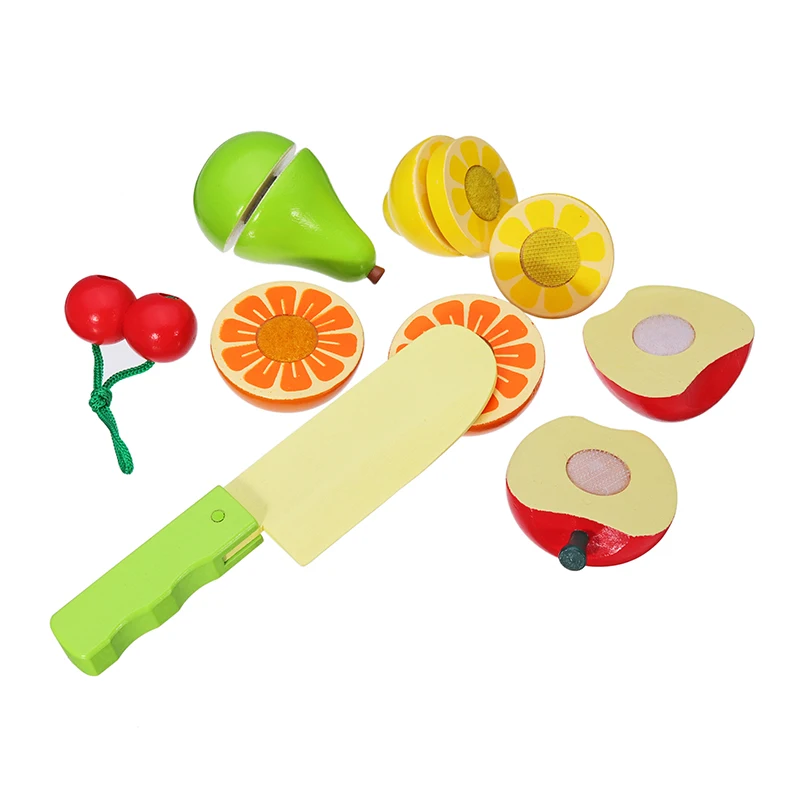 [Umu] Wooden Cutting Fruit Block Toy Set Kid Kitchen Vegetables Fruits Toys For Children Baby