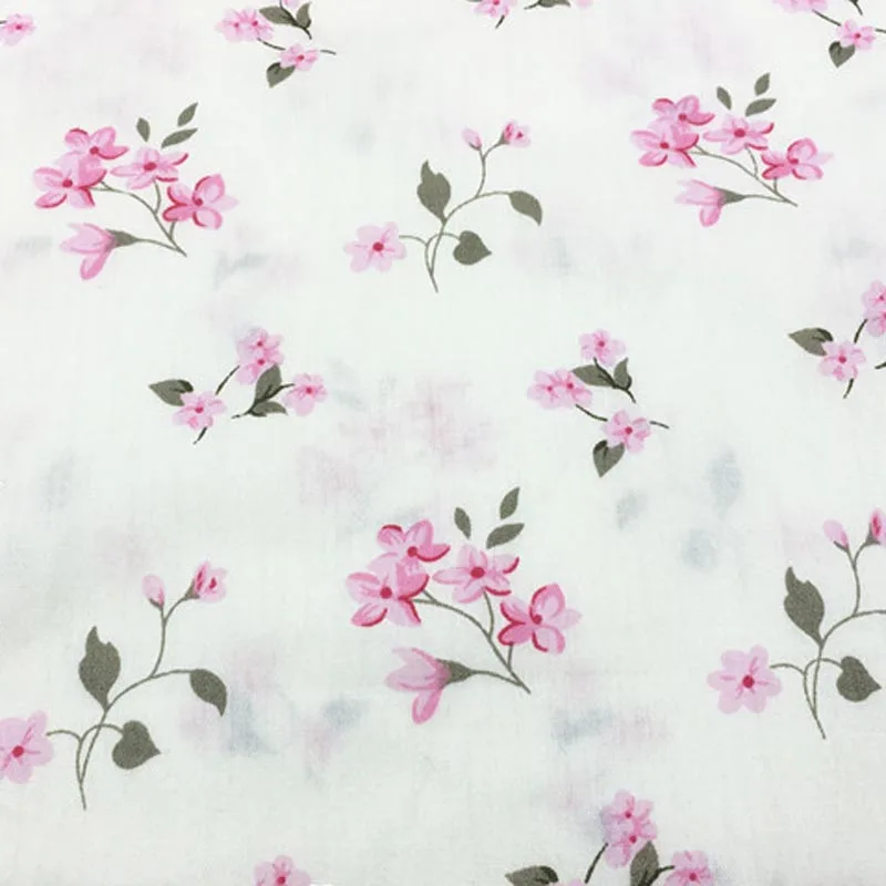 Хлопок саржа бежевый с розовым цветочным пасторальным цветком DIY для постельных принадлежностей Одежда для одежды стеганая отделочная ткань для дома