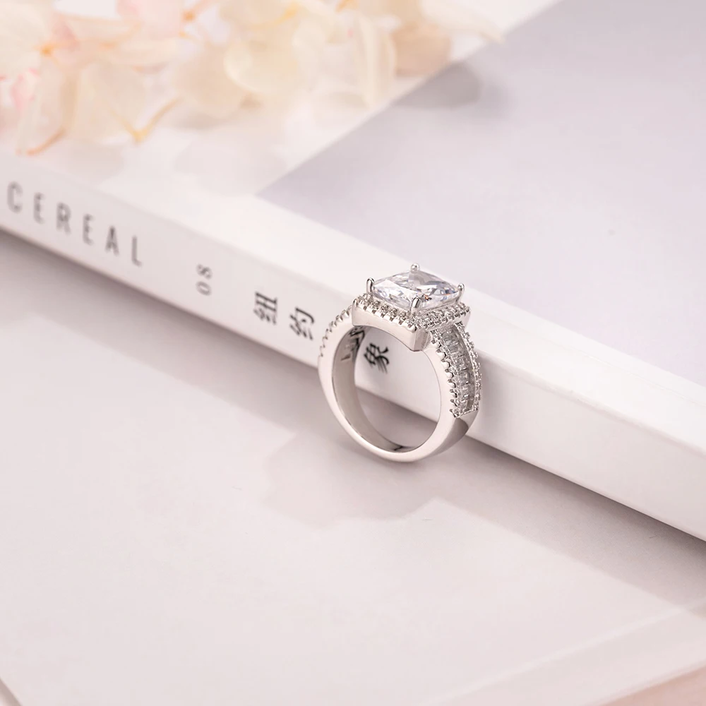 Оригинальные 925 пробы серебряные обручальные кольца для женщин, роскошные квадратные Т-образные бриллианты, Платиновые ювелирные изделия, размер 5-10