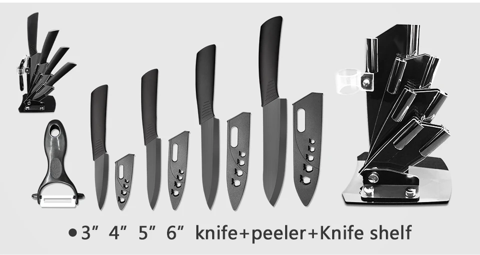 Кухонный нож, керамические ножи, набор аксессуаров " для очистки овощей 4", Универсальный " для нарезки 6", нож шеф-повара+ держатель+ Овощечистка, Черное лезвие, Рождественский день