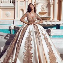 Новинка года, аппликация золотого цвета, платья принцессы, платья с v-образным вырезом, кружевные Длинные рукава из прозрачной кисеи, милое 16 платье, роскошное длинное платье для выпускного вечера