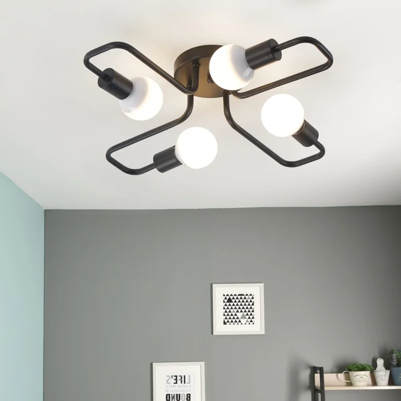 Online Mehrere Stange metall kronleuchter Vintage Eisen Decken Lampe Edison E27 Birne Lamparas für Hause Leuchte Nordic Küche insel