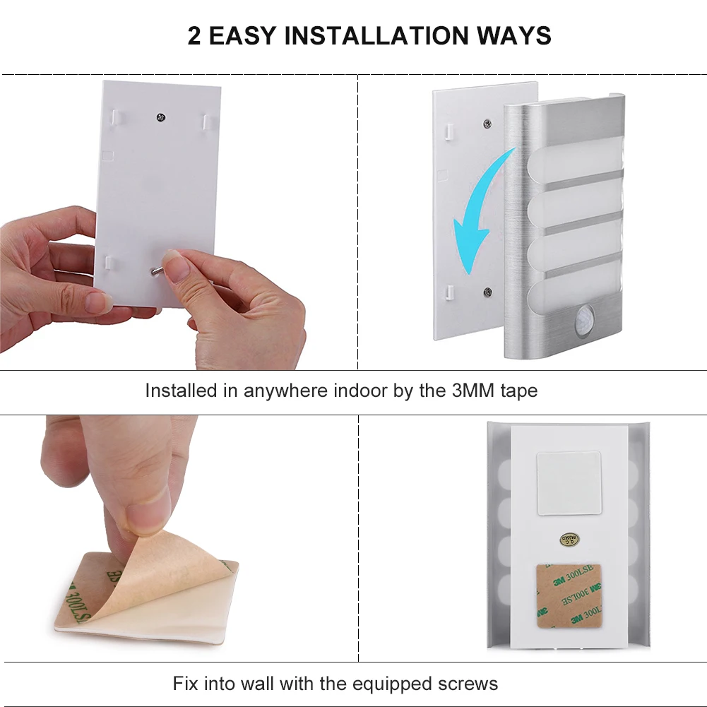  USB Rechargeable Night Light with Motion Sensor Internal 18650 LED Wireless Wall Lamps Night Auto f - 32827747563